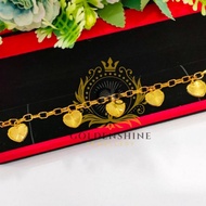 JG  EMAS KOREA/BANGKOK 24K 916 HIGH QUALITY GELANG TANGAN PAPER CLIP 5 LOVE (BRACELET)