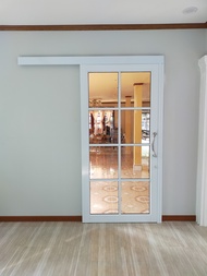 100x200🏡บานเลื่อนซ้อนผนังรางแขวน🏡ตกแต่งลายลูกฟัก พร้อมส่งค่าส่งถูก🏡คุ้มค่าคุ้มราคา🏡อลูมิเนียมตัวบานห