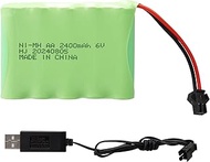 MXJFYY 6V 2400mAh AA Rechargeable NiMH RC Battery with SM Plug, Battery Pack Compatible with RC Car