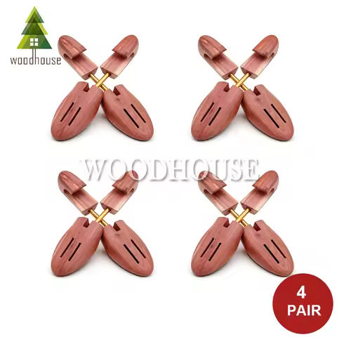 4-PACK Men's and Women's Single Tube Adjustable Red Cedar Shoe Tree Wood Shoe Tree