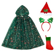Christmas children's winter and autumn shawl-style coat clothing for girls, Snow Queen princess veil
