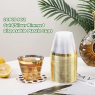 20PCS 9OZ Gold Rimmed Disposable Plastic Cups for Mousse Pudding Dessert Wedding Party Birthday