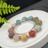 精品趣味阿拉善瑪瑙手串多彩啞光玉化雕刻耳機睡眠萌兔吉祥繁榮