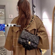 22p Thick Chain Square Fat Man Flap Bag Chain Bag Bright Gold Chain Gilt Buckle Bag Shoulder Bag Fem