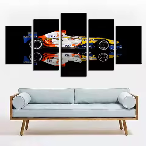 5 Pieces Canvas Wall Arts F1 Car Poster Painting Character Picture Print Living Room Bedroom Home De