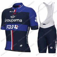 ชุดเสื้อเจอร์ซีย์นักปั่น2 2023 FDJ เสื้อผ้าจักรยานทีมมืออาชีพฝรั่งเศสเสื้อจักรยานเสือหมอบชุดปั่นจักรยาน MTB เสื้อเอี๊ยมขาสั้นปั่นจักรยาน