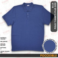 Plus Size Men's Polo T Shirt With 3 button No Pocket Color Blue Code POCC03BLU