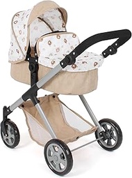 Bayer Chic 2000 2-in-1 Mila Doll's Pram - Beige Bear - Height-Adjustable Handle 39-72 cm - Modern Fr