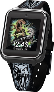 Accutime Kids Jurassic Park Jurassic World Black Educational Learning Touchscreen Smart Watch Toy for Boys, Girls, Toddlers - Selfie Cam, Learning Games, Alarm, Calculator and More (Model: JRW4041AZ)