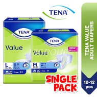 TENA Value Adult Diapers Unisex Size M/L, 10s-12s