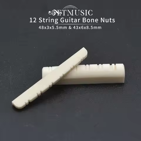 2Pcs Slotted Real Bone 12-String Guitar Nuts For Electric Guitar 43x6x8.5mm or 48x3x5.5mm Electric G