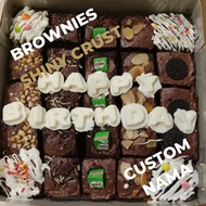 EG77 Brownies Sekat Ulang Tahun / Brownies Panggang Shiny Crust Nama /