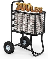 Baseball Cart with Wheels, Large Sports Ball Holder Softball Caddy, Batting Cage Holds up to 300 Bas