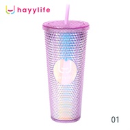 HAYYLIFE Botol Minum Dengan Sedotan - Tumbler Model Diamond Dengan Kapasitas Besar Tumbler Minum Aes