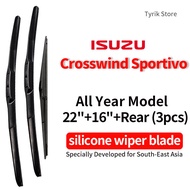 (Front+Rear 3pcs) Isuzu Crosswind Sportivo Wiper Blade Set for All Year Model CW SUV XUV Car Back Wi