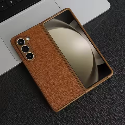 For Case Samsung Galaxy Z Fold 5 Fold4 Fold3 Fundas Luxury Litchi Genuine Leather Cases for Galaxy F