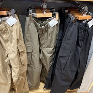 UNIQLO กางเกงขาตรงผู้ชายเสื้อผ้าขากว้างผู้หญิงร่มชูชีพหลวมโปรไฟล์470935นำเข้าของแท้ใหม่