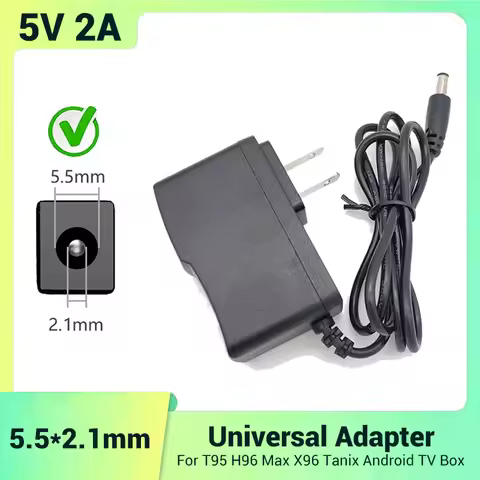 DC 5V 2A Android TV Box Adapter 5.5 x 2.1 mm Plug AC100V–240V Power Supply Compatible with T95, X96 
