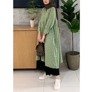 Baju Zalea Tunik Motif Polkadot Motif M L XL Katun Rayon Twill Bahan Adem Premium