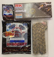 โซ่ O-ring RK สีทอง+สเตอร์SUN ใส่R15/MSLAZ (15-47) โซ่