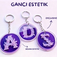 GANTUNGAN Elegant Premium 3D Flower Initial Keychain | Unique Acrylic Keychain