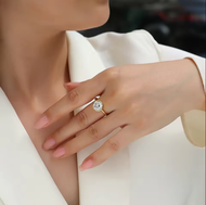 JIUZUAN 3 Carat Moissanite Ring 18K Gold Plated S925 Silver Minimalist Elegant Design Hypoallergenic
