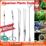 [🇸🇬Ready Stock] Aquarium Plants Tools Stainless Steel Tweezers Scissor Aquascaping Tools for Fish Tank Live Aquatic Plan