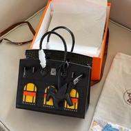 Hermès 風格 BIRKIN 25 小房子包 牛皮材質 配全套絲巾掛飾 防塵袋禮盒齊全