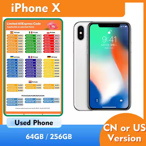 Apple iphone X 4g Smartphone 5.8inch 2436x1125 Screen ROM 64GB 256GB 12MP Camera GPS All Colors used