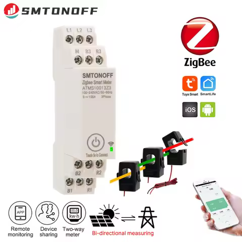 Zigbee Tuya Threee phase 100A Smart Energy Power Monitor with external Current transformer CT 380V /