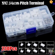 STARPICS 230Pcs Pin Connector, Male And Female XH2.54 2.54mm Pitch Terminal, Housing Kit 4 Value 2p 