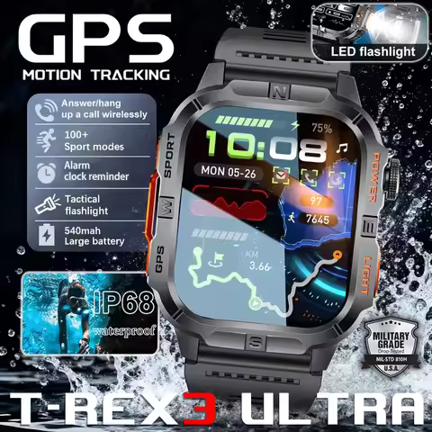 T-Rex3 Ultra GPS Route Return Sports SmartWatch Compass 3ATM Waterproof 100+Sports tracker Outdoors 