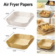 日本暢銷 - [50個裝] 啡色 方形 空氣炸鍋紙 紙盤 紙托 吸油紙 食物墊紙烤箱氣炸鍋 一次性烘焙紙焗爐紙