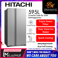 HITACHI INVERTER Side By Side Glass Series R-S800PM0 (GS) REFRIDGERATOR PETI SEJUK