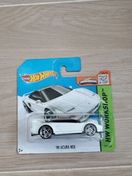 【稀有短卡版-Honda acura nsx】全新白色風火輪本田“NSX” 合金玩具模型車 white color short card version hotwheels honda nsx die