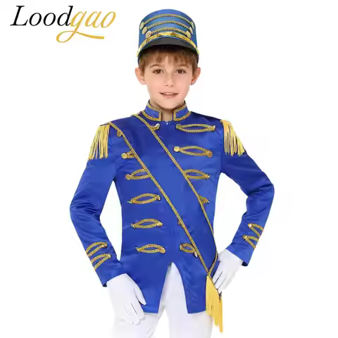 Boy Majorette Soldier Honor Guard Cosplay Outfit Drum Band Major Uniform Costume Circus Ringmaster J