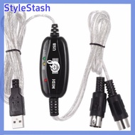 StyleStashH USB IN-OUT MIDI Cable Converter PC to Music Keyboard Adapter Cord