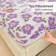Dansunreve Floral Fitted Sheet Green Bedsheet Mattress Cover Yellow&amp;purple Flowers Pillowcase Single/super King Size Bedsheet