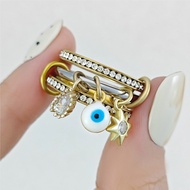 Spinelli Kilcollin Rings With Colorful Evil Eyes Charms For Women Hexagram Pendant Gold Color Stainl