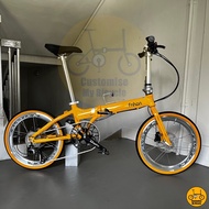 Fnhon Blast 20” • 10 Speeds Shimano Litepro Silverock Folding Foldable Foldie Fold Bicycle Bike Mango Yellow Crius Dahon