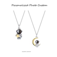 [Sincerer] S925 Sterling Silver Necklace Photo Projection Astronaut Pendant Necklace Custom Photo Ne
