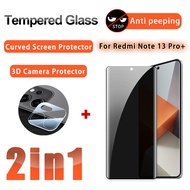 2 IN 1 Privacy Film Redmi Note 13 Pro Plus Curved Tempered Glass Film for Redmi Note 13 Pro+ 15 14 P