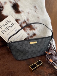 中古包 Gucci 古馳 黑灰牛仔老花法棍包