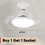 14inchs Electric Ceiling Fan With Light E27 Socket Invisible Ceiling Fan 24W Household Foldable Blad