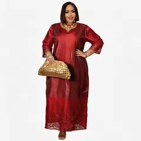 African Dress For Women Abaya Embroidery Plus Size Elegant Party Church Dress