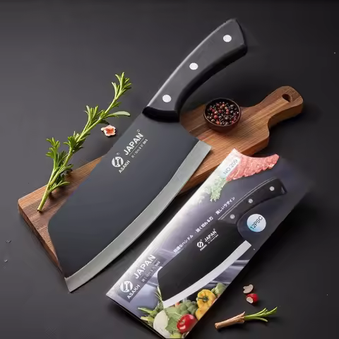 3Cr13 Stainless Steel Knives Kitchen Slicing Knife Chinese Chef's Butcher Knife Plastic Forged Blade