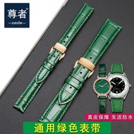 ☃♀▫ Genuine leather watch strap for men and women green four-leaf clover Rolex Piaget i Green Submariner 20 butterfly buckle watch chain