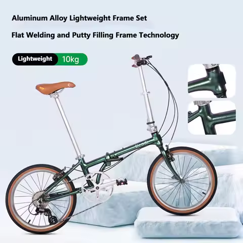 Retro Bicycle Aluminum Alloy Folding Bicycle Ultra-Light Folding Frame Bike 20-inch 8-speed Cycling 