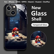 Cartoon Mario Case OPPO Find X6 X5 K10 K9 Pro K10x K9s A97 A93s A92s A78 5G A11 A11X R17 R15 Dream Reno 9 8 7 5 4 Pro 4se 4Z 8Z 7Z Tempered Glass Casing Anti Fall Protector Cover
