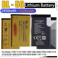BL 5C Battery 3.7v Rechargeable Li Ion Batteries BL5C 2450mAh for Nokia 2600 1100 1110 1112 2610 623